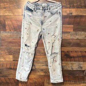 Free People Blue Boyfriend Jeans Distressed Vintage